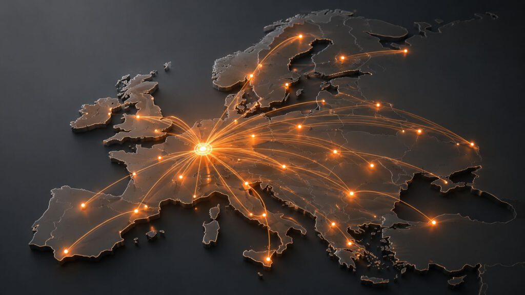 Das europäische Logistik-Netzwerk der Spedix GmbH Spedition für grenzüberschreitende LTL- und FTL-Transporte.